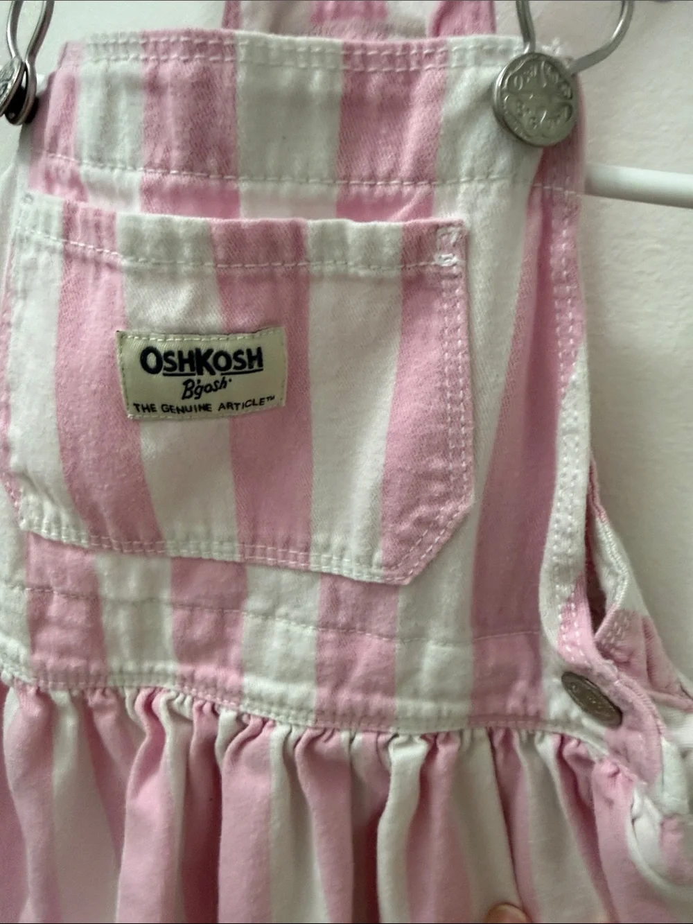 OshKosh B'gosh Pink & White Striped Girls' Overall Shorts
